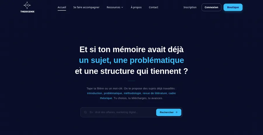 Page d'accueil de Thesigenix